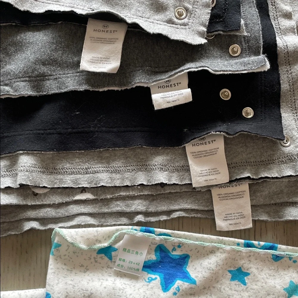 Baby Bandana Bibs - Dark Gray, Light Gray, Panda, Black, Stars